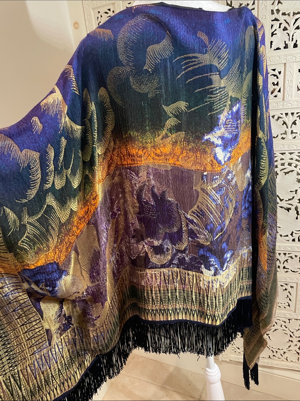 Etro Milano blue, purple ,pink and gold jacquard fabric